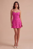 Blue Floral Appliqued Spaghetti Straps A-Line Short Cocktail Dress