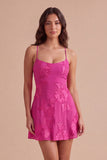 Blue Floral Appliqued Spaghetti Straps A-Line Short Cocktail Dress