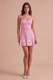 Blue Floral Appliqued Spaghetti Straps A-Line Short Cocktail Dress