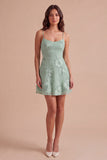 Blue Floral Appliqued Spaghetti Straps A-Line Short Cocktail Dress