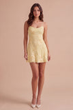 Blue Floral Appliqued Spaghetti Straps A-Line Short Cocktail Dress