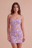 Sparkly Blue Floral Beaded Bodycon Spaghetti Straps Short Cocktail Dress