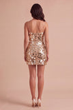 Burgundy Sparkly Sequins Bodycon Spaghetti Straps Short Cocktail Dress