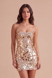 Burgundy Sparkly Sequins Bodycon Spaghetti Straps Short Cocktail Dress