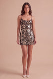 Burgundy Sparkly Sequins Bodycon Spaghetti Straps Short Cocktail Dress