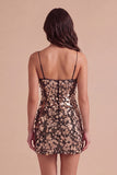 Burgundy Sparkly Sequins Bodycon Spaghetti Straps Short Cocktail Dress