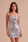 Red Sparkly Sequins Spaghetti Straps Bodycon Short Cocktail Dress