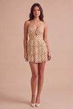 Sparkly Sequins Champagne Black Dot Ruffled A-Line Short Cocktail Dress