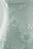 Blue Floral Appliqued Bodycon Ruched Short Cocktail Dress