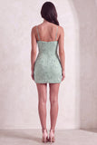 Blue Floral Appliqued Bodycon Ruched Short Cocktail Dress