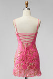 Dark Green Floral Jacquard Spaghetti Straps Short Cocktail Dress with Ruffles