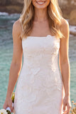 White Floral Spaghetti Straps Bodycon Short Wedding Dress