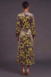 Fuchsia Floral Round Neck A-Line Midi Formal Dress with Rhinestone