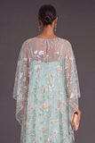 Saprkly Sequins Green Floral Boat Neck A-Line Long Formal Dress