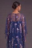 Saprkly Sequins Green Floral Boat Neck A-Line Long Formal Dress