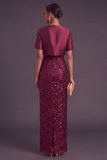 Sparkly Sequins Black 2 Piece Long Sheath Formal Dress