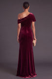 Black One Shoulder Ruched Mermaid Long Formal Dress