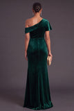Black One Shoulder Ruched Mermaid Long Formal Dress