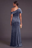 Black One Shoulder Ruched Mermaid Long Formal Dress
