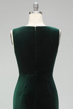 Burgundy Boat Neck Ruched Long Mermaid Formal Dress with Slit