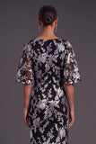 Sage Green Floral Boat Neck Mermaid Long Formal Dress with Ruffles