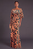 Sage Green Floral Boat Neck Mermaid Long Formal Dress with Ruffles