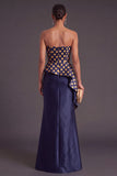 Gold Dot Strapless Mermaid Long Formal Dress with Ruffles
