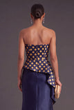 Gold Dot Strapless Mermaid Long Formal Dress with Ruffles