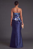Gold Dot Strapless Mermaid Long Formal Dress with Ruffles
