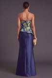 Gold Dot Strapless Mermaid Long Formal Dress with Ruffles