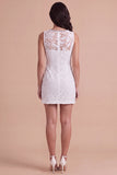 Sparkly Ivory Floral Lace Bodycon V-Neck Short Cocktail Dress