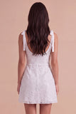 Ivory Floral A-Line Thick Straps Short Cocktail Dress with Bow