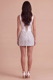 Sparkly Sequins Ivory Corset Thick Straps Bodycon Short Cocktail Dress
