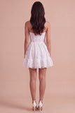 Ivory Floral A-Line Strapless Short Cocktail Dress with Ruffles