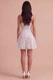 Floral Ivory Strapless A-Line Short Cocktail Dress