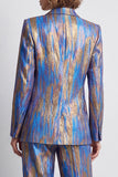 Blue Peak Lapel 2 Piece Fitted Women Suits with Sleeves