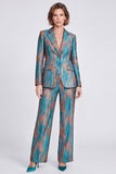 Blue Peak Lapel 2 Piece Fitted Women Suits with Sleeves