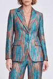 Blue Peak Lapel 2 Piece Fitted Women Suits with Sleeves