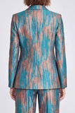 Blue Peak Lapel 2 Piece Fitted Women Suits with Sleeves