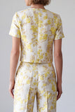 Light Yellow Single Breasted Floral 2 Piece Women Suits with Sleeves