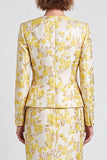 Light Yellow 2 Piece Floral V-Neck Pencil Midi Work Dress with Silt