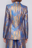 Blue Peak Lapel 2 Piece Wide Leg Women Suits with Sash