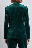 Dark Green Peak Lapel Velvet 2 Piece Double Breasted Fitted Women Suits with Sleeves