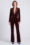 Royal Blue Peak Lapel Velvet 2 Piece Fitted Women Suits with Buttons