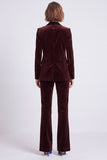 Royal Blue Peak Lapel Velvet 2 Piece Fitted Women Suits with Buttons