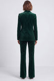 Royal Blue Peak Lapel Velvet 2 Piece Fitted Women Suits with Buttons