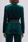 Black Floral 2 Piece Velvet Fitted Women Suits with Belt
