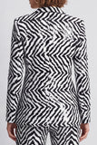 Black and White Sparkly Sequins Peak Lapel 2 Piece Fitted Women Suits with Sleeves
