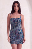 Sparkly Blue Bodycon Spaghetti Straps Beaded Short Cocktail Dress