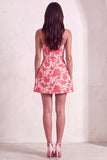 Red Corset Strapless Floral Short A-Line Cocktail Dress